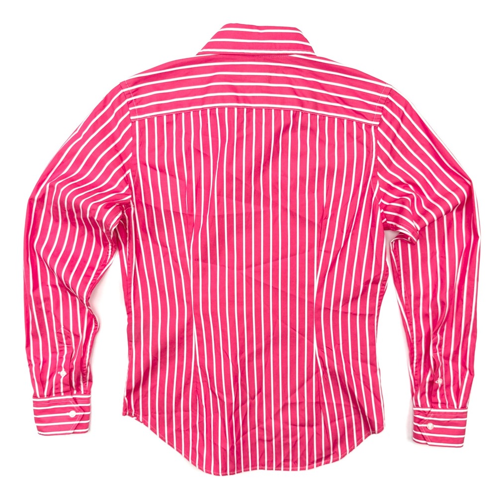 Ralph Lauren Sport Womens Sz 8 Pink White Stripe Button Down Shirt Cotton #1863 - Picture 8 of 9